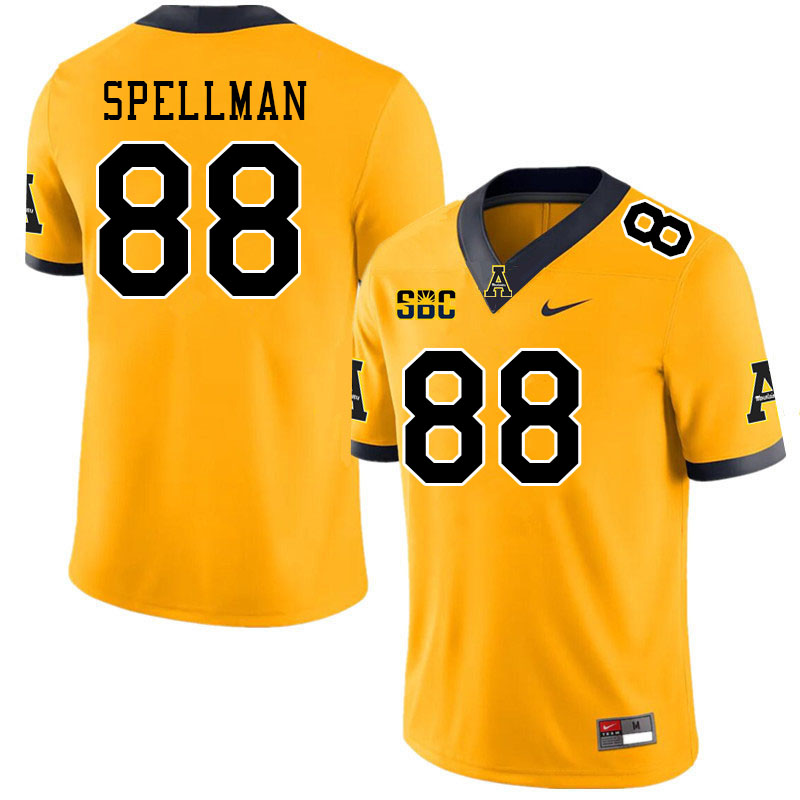 Men #88 Donovan Spellman Appalachian State Mountaineers College Football Jerseys Stitched Sale-Gold